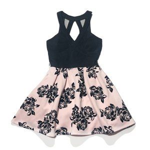 Crystal Doll Womens Size 3 Black Pink Pinup Velvet Rose Junior Dress